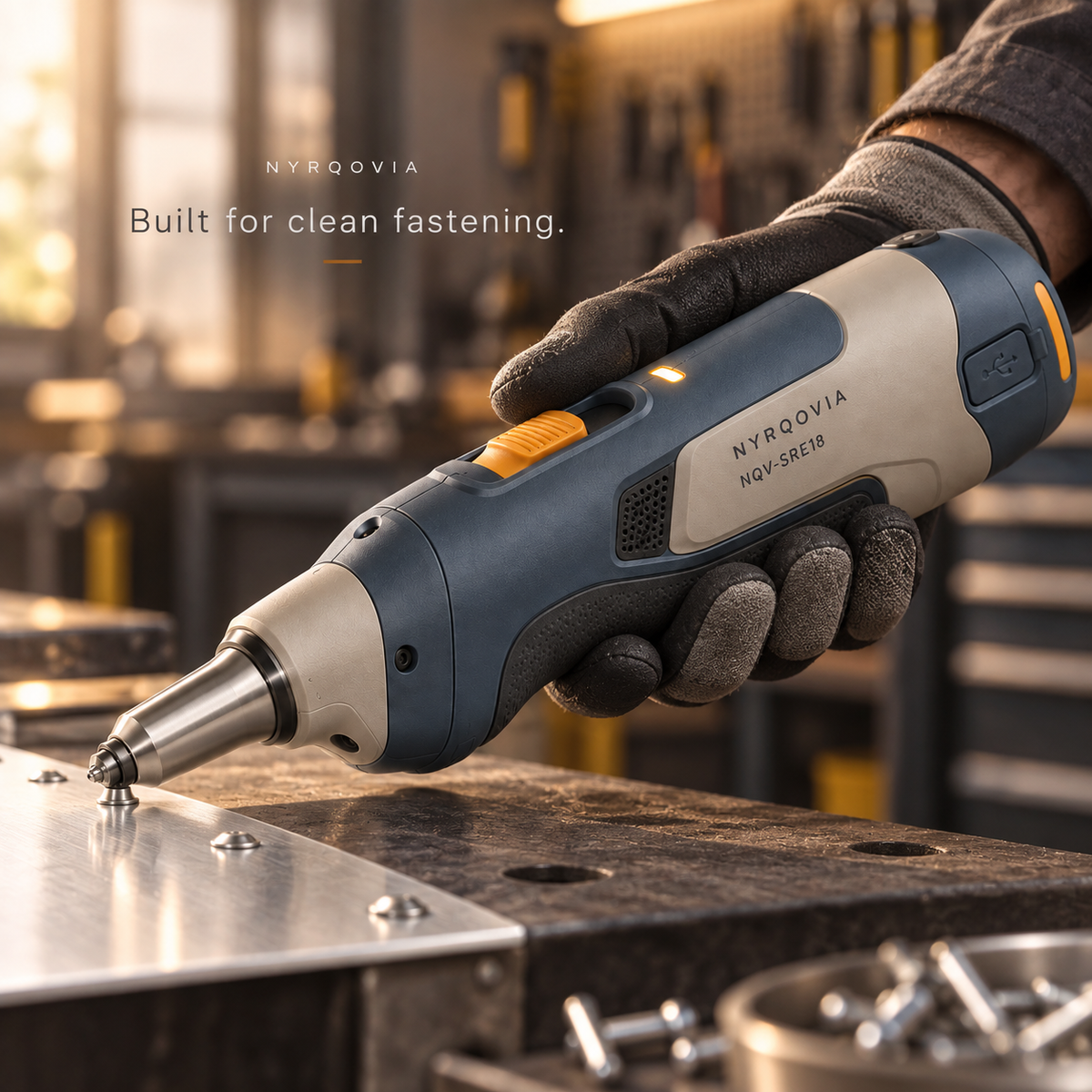 NYRQOVIA SnapRivet E18 Rechargeable Compact Rivet Setting Tool