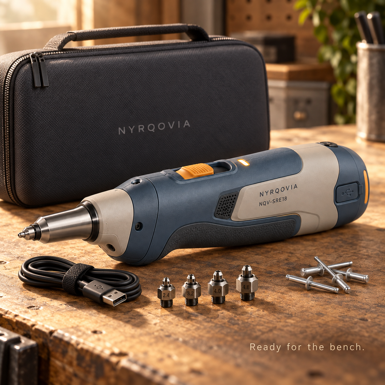 NYRQOVIA SnapRivet E18 Rechargeable Compact Rivet Setting Tool detail 1