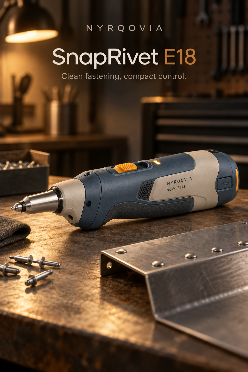 NYRQOVIA SnapRivet E18 Rechargeable Compact Rivet Setting Tool detail 7